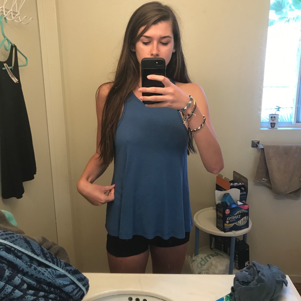 Free People blue flowy tank top!